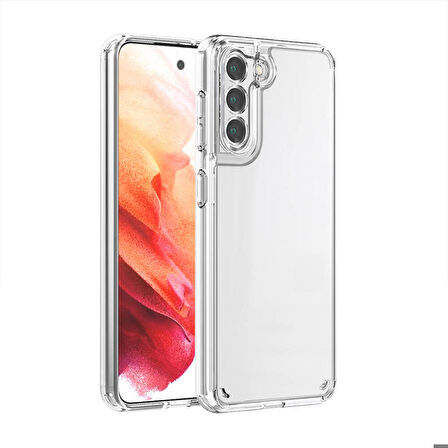 Samsung Galaxy S21 FE Uyumlu Kılıf Sert Silikon Kamera Korumalı Şeffaf Coss Kapak