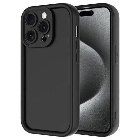 Apple iPhone 15 Pro Max Uyumlu Kılıf Kamera Korumalı Esnek Yumuşak Ananas Kapak Siyah