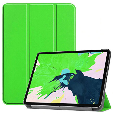 Apple iPad Air 11 2024 Uyumlu Tablet Kılıfı Suni Deri Katlanabilir Smart Cover Standlı Kılıf Yeşil