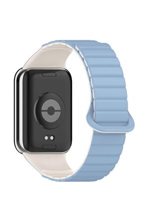 Xiaomi Redmi Watch 4 Uyumlu Kordon Silikon Baklalı Esnek Yumuşak Kayış KRD-105 Mavi-Starlight