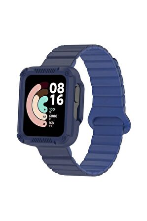Xiaomi Redmi Watch 2 Uyumlu Kordon Silikon Baklalı Esnek Yumuşak Kayış KRD-105 Lacivert