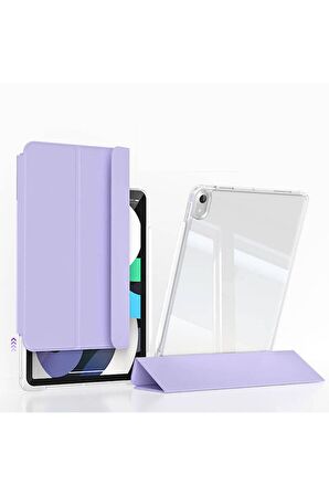 Apple iPad Air 13 2024 Uyumlu Kılıf Magnetik Ayrılabilen Airbagli Sliding Ergonomik Tasarım Tablet Kılıfı Lavender