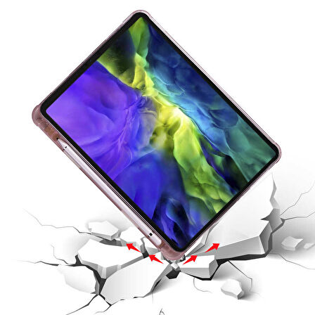 Apple iPad Air 11 2024 Uyumlu Tablet Kılıfı Tri Folding Kalem Bölmeli Standlı Katlanabilir Kılıf Koyu Yeşil