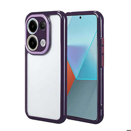 Xiaomi Redmi Note 13 Pro 4G Uyumlu Kılıf Kamera Korumalı Renkli Kenar ve Çerçeve Tasarımlı Vitamin Kapak Derin Mor
