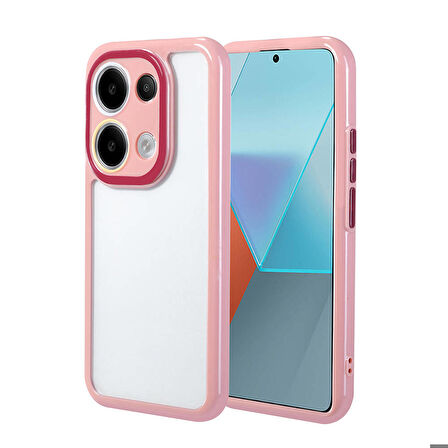 Xiaomi Redmi Note 13 Pro 4G Uyumlu Kılıf Kamera Korumalı Renkli Kenar ve Çerçeve Tasarımlı Vitamin Kapak Mürdüm