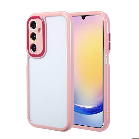 Samsung Galaxy A25 Uyumlu Kılıf Kamera Korumalı Renkli Kenar ve Çerçeve Tasarımlı Vitamin Kapak Mürdüm