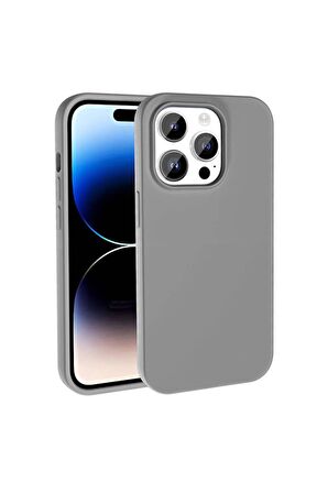 Apple iPhone 14 Pro Uyumlu Kılıf Magsafe Şarj Özellikli Sıvı Teknolojili Silinebilir Sert  Kivi Kapak Koyu Gri