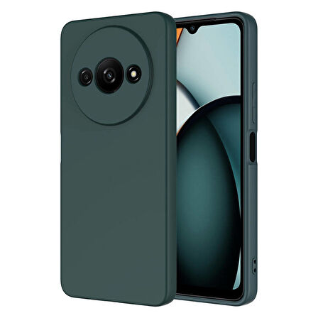 Xiaomi Redmi A3 4G 2024 Uyumlu Kılıf Silikon İçi Kadife Yumuşak Esnek Mara Lansman Kapak Koyu Yeşil