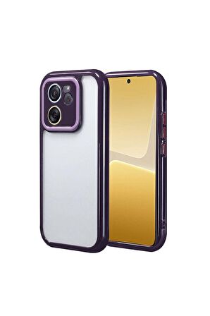 Xiaomi Mi 13T Pro Uyumlu Kılıf Kamera Korumalı Renkli Kenar ve Çerçeve Tasarımlı Vitamin Kapak Derin Mor