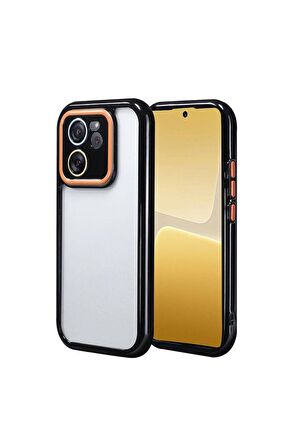 Xiaomi Mi 13T Pro Uyumlu Kılıf Kamera Korumalı Renkli Kenar ve Çerçeve Tasarımlı Vitamin Kapak Siyah