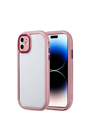 Apple iPhone 11 Uyumlu Kılıf Kamera Korumalı Renkli Kenar ve Çerçeve Tasarımlı Vitamin Kapak Mürdüm