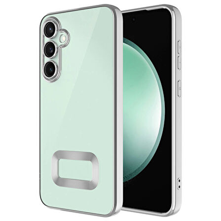 Samsung Galaxy S24 Plus Uyumlu Kılıf Kamera Korumalı Logo Gösteren Zore Omega Kapak Gümüş