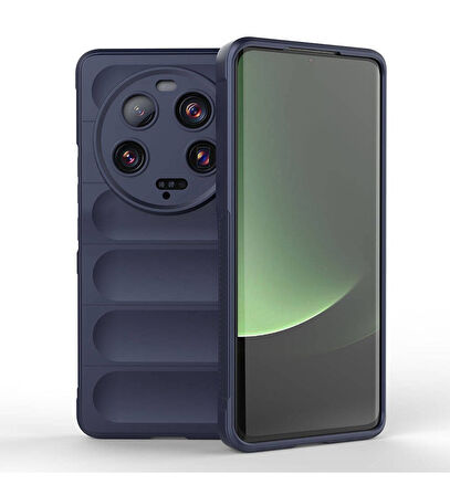 Xiaomi Mi 13 Ultra Uyumlu Kılıf Esnek TPU Oyuklu Arka Yüzey Tasarımlı Zore Etnik Silikon Kapak Lacivert