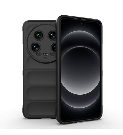 Xiaomi Mi 14 Ultra Uyumlu Kılıf Esnek TPU Oyuklu Arka Yüzey Tasarımlı Zore Etnik Silikon Kapak Siyah
