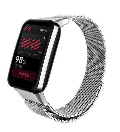 Xiaomi Mi Band 7 Pro Uyumlu Zore KRD-01 Metal Kordon Gümüş