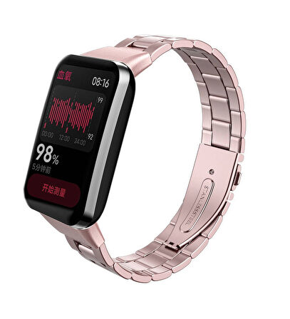 Xiaomi Mi Band 7 Pro Uyumlu KRD-04 Metal Kordon Pembe