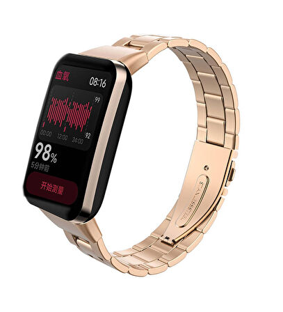Xiaomi Mi Band 7 Pro Uyumlu KRD-04 Metal Kordon Rose Gold