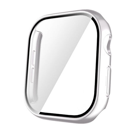 Apple Watch 10 46mm Sert PC Kasa ve Ekran Koruyucu Zore Watch Gard 35 Gümüş
