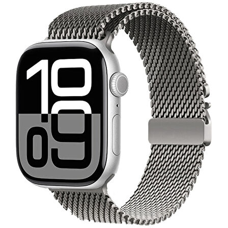 Apple Watch 10 46mm Uyumlu Zore KRD-121 Metal Hasır Kordon