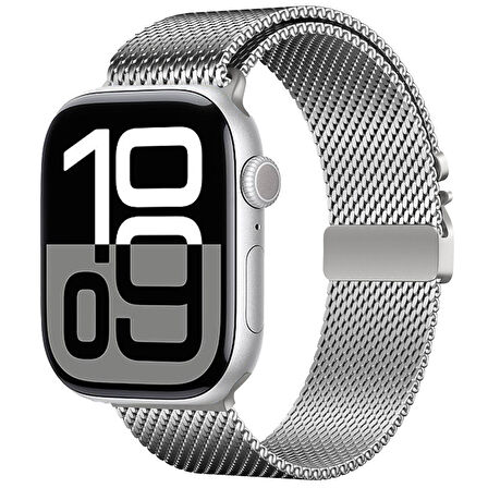Apple Watch 7 45mm Uyumlu Zore KRD-121 Metal Hasır Kordon