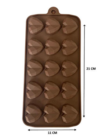 SİLİKON ÇİKOLATA KALIBI KALP KRİSTAL 21*11 CM