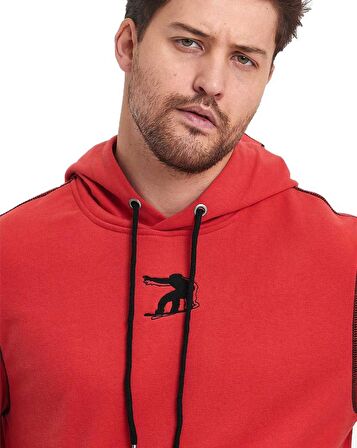 Snowboard Nakış Logo Baskılı Gri Sweatshirt