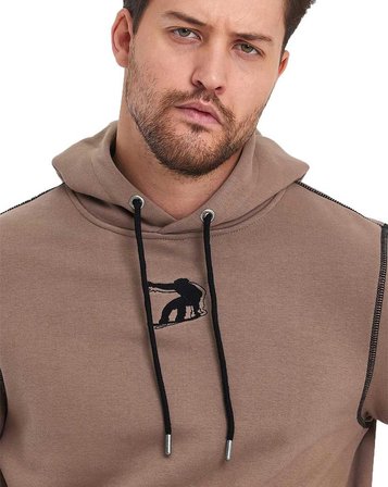 Snowboard Nakış Logo Baskılı Gri Sweatshirt