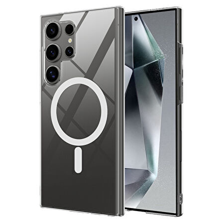 Galaxy S25 Ultra Kılıf Magsafe Kamera ve Lens Korumalı Sert PC Lüx Kapak 