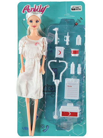 28 cm Aksesuarlı Oyuncak Doktor Bebek – 10 Parça Doktor Seti ile Çocuk Oyuncağı