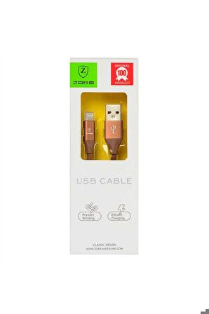 Metal Uçlu Lightning Usb Kablo Kahverengi