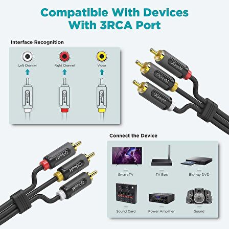 Qgeem QG-AU13 RCA Aux Audio Kablo 1.83M