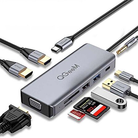 Qgeem QG-UH09 9 in 1 Usb Hub