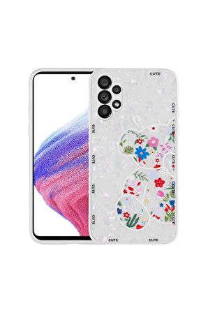 Samsung Galaxy A13 4G Uyumlu Kılıf Desenli Sert Silikon Mumila Kapak White Bear