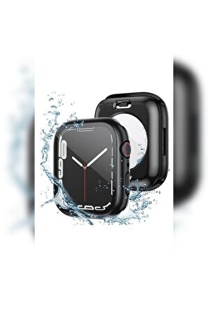 Apple Watch 40 Mm Uyumlu Kasa Ve Ekran Koruyucu Su Geçirmez 360 Tam Koruma Sert Pc Kapak Siyah