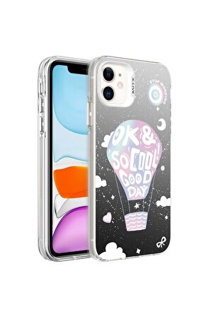 Apple iPhone 11 Uyumlu Kılıf Desenli Silver Sert Kapak Balon