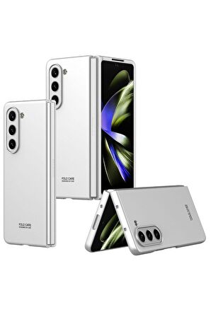 Samsung Galaxy Z Fold 5 Uyumlu Kılıf Sert Kıpta Kapak Gümüş