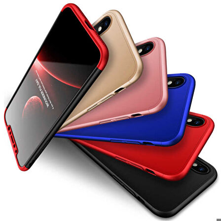 Apple iPhone X Uyumlu Kılıf Zore Ays Kapak Siyah-Mavi