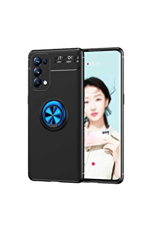 Oppo Reno 5 5G Uyumlu Kılıf Zore Ravel Silikon Kapak Siyah-Mavi