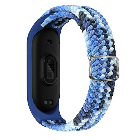 Xiaomi Mi Band 3 Uyumlu Kordon Örgü İşlemeli Yumuşak Hasır KRD-49 Kayış Briliant blue