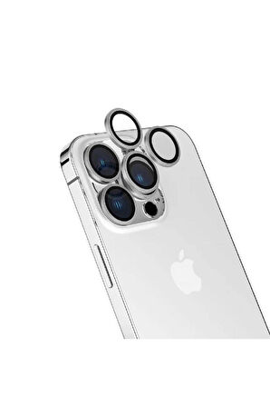 Apple iPhone 15 Pro Uyumlu Zore CL-15 Parmak İzi Bırakmayan Anti-Reflective Kamera Lens Koruyucu Titanyum