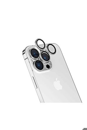 Apple iPhone 15 Pro Uyumlu Zore CL-15 Parmak İzi Bırakmayan Anti-Reflective Kamera Lens Koruyucu Gümüş