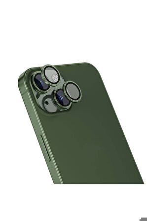 Apple iPhone 15 Plus Uyumlu Zore CL-15 Parmak İzi Bırakmayan Anti-Reflective Kamera Lens Koruyucu Yeşil