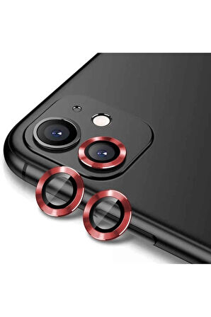 Apple iPhone 12 Mini Uyumlu Zore CL-12 Premium Safir Parmak İzi Bırakmayan Anti-Reflective Kamera Lens Koruyucu Kırmızı