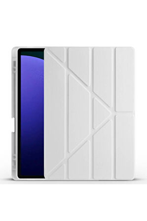 Samsung Galaxy Tab S9 Ultra SM-X910 Uyumlu Kılıf Zore Tri Folding Kalem Bölmeli Standlı Kılıf Siyah