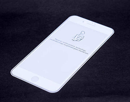 Apple iPhone 6 Plus Uyumlu Zore Kenarları Kırılmaya Dayanıklı Cam Ekran Koruyucu Beyaz