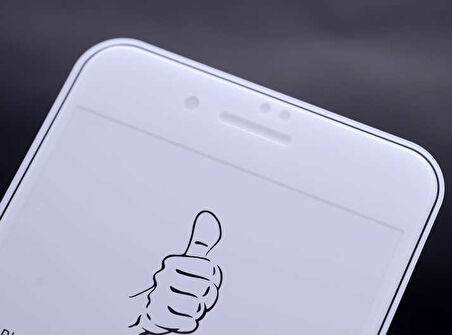 Apple iPhone 6 Plus Uyumlu Zore Kenarları Kırılmaya Dayanıklı Cam Ekran Koruyucu Beyaz