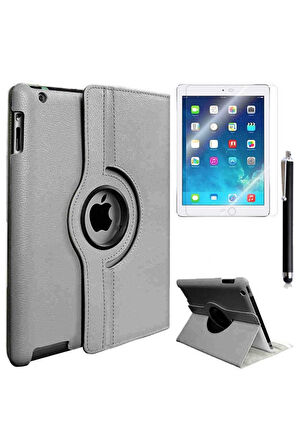 Apple iPad 2 3 4 Uyumlu Zore Dönebilen Standlı Kılıf Gri
