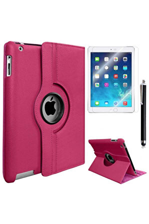 Apple iPad Mini 2-3 Uyumlu Zore Dönebilen Standlı Kılıf Pembe Koyu