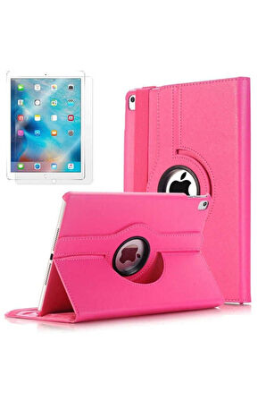 Apple iPad 9.7 2017 (5.Nesil) Uyumlu Zore Dönebilen Standlı Kılıf Pembe Koyu