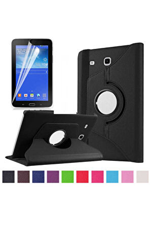 Samsung Galaxy Tab 3 Lite 7.0 T110 Uyumlu Zore Dönebilen Standlı Kılıf Siyah